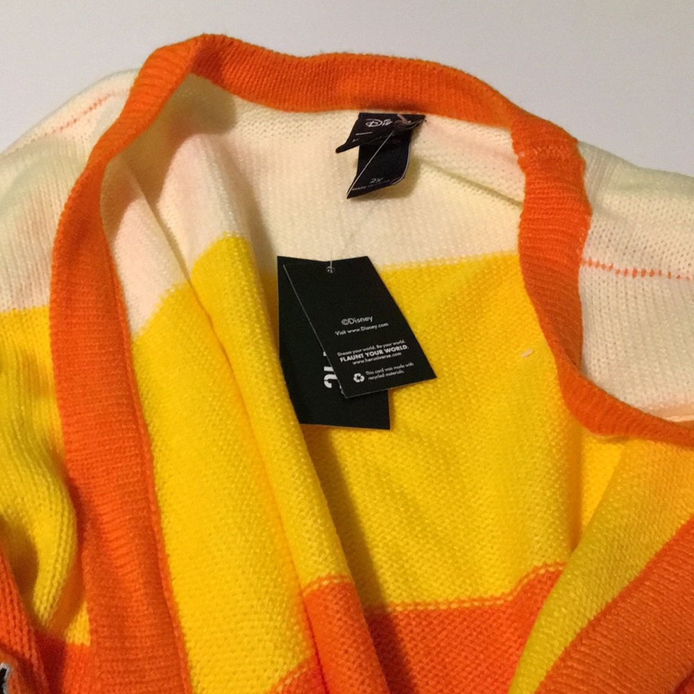 HP🎊🎊🎃Disney Mickey Mouse Halloween Candy Corn Stripe Girls Open Cardigan - Picture 8 of 15